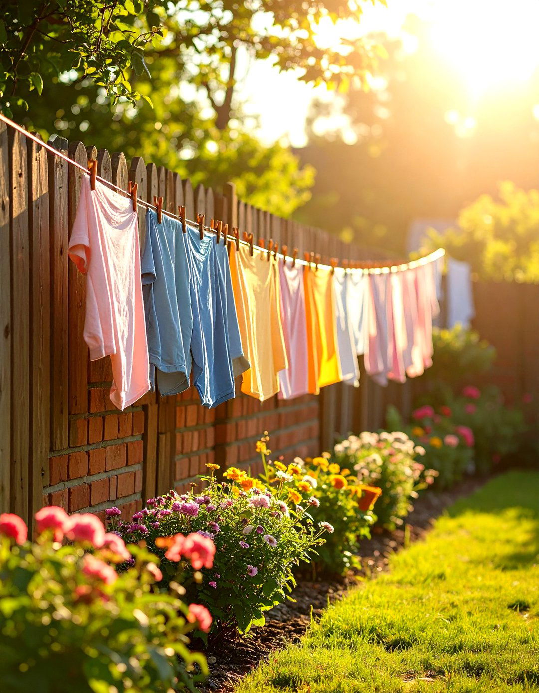 Wall to Fence Clothesline with Built In Turnbuckles - 25 outdoor clothesline ideas