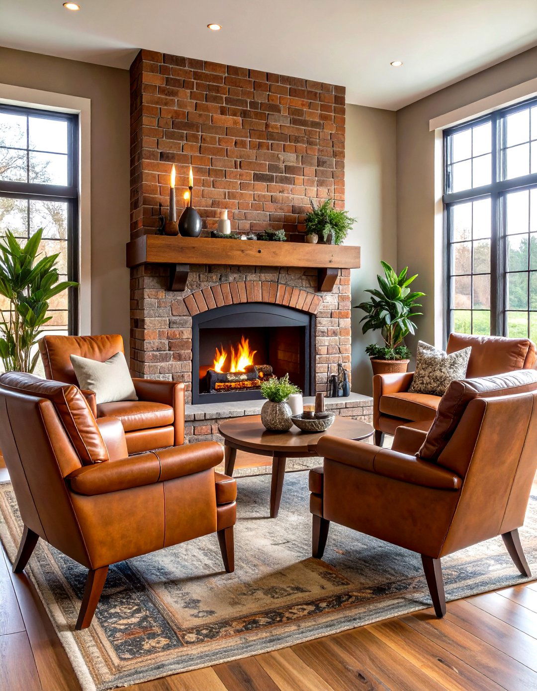 Warm Cinnamon Slate Brick Fireplace - 25 painted brick fireplace ideas