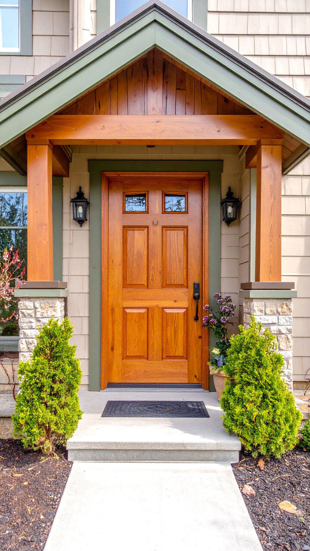 Warm Honey Cedar Stained Front Door - 25 cedar front door colors ideas