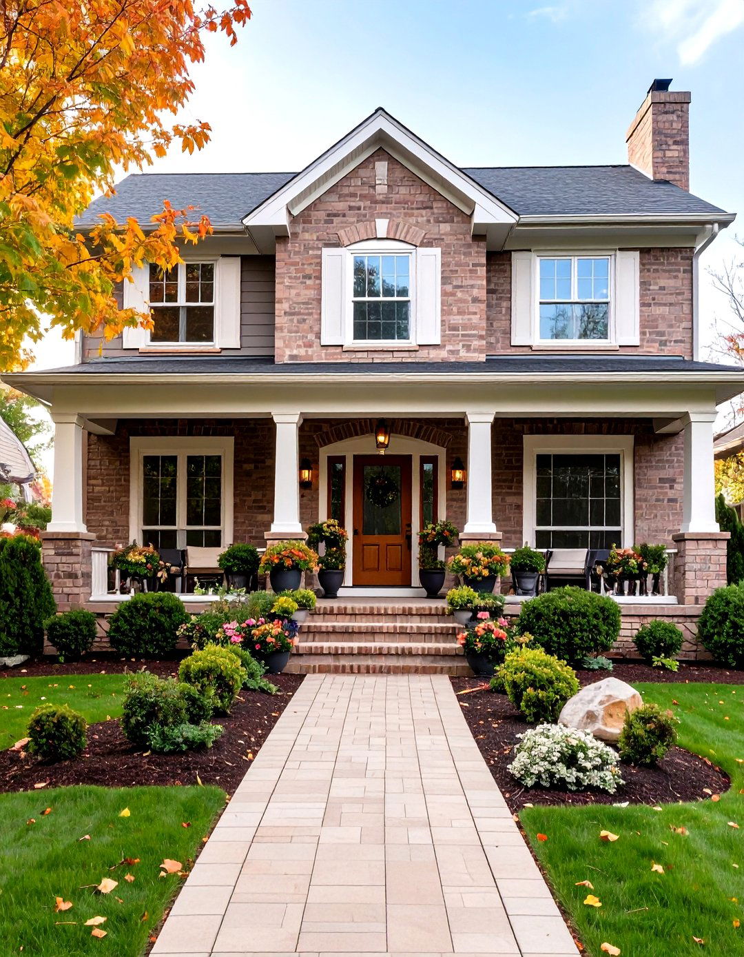 Warm Taupe Brick Makeover - 25 painted brick houses