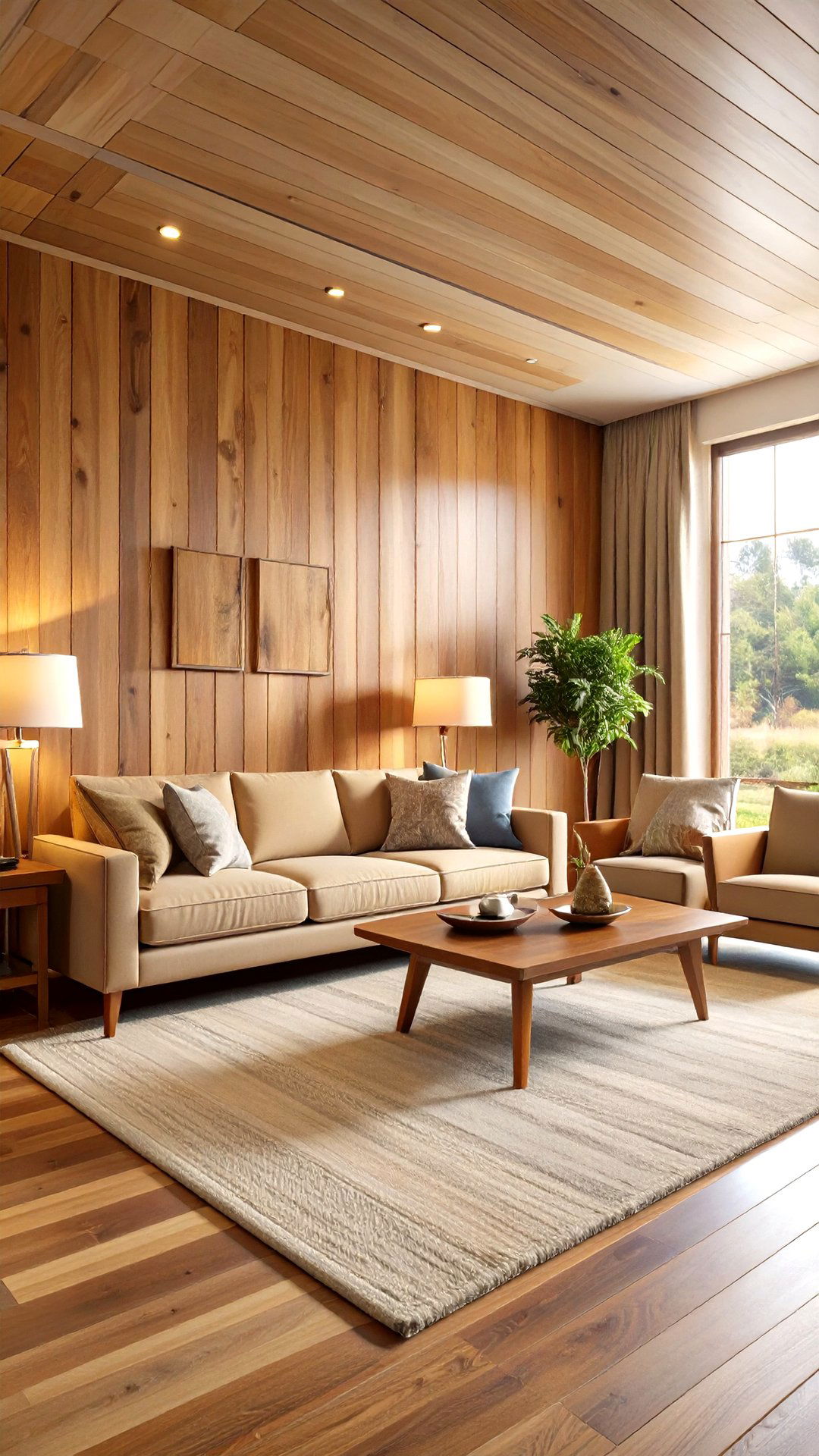 Warm Things Up with a Wood Paneled Accent Wall - 25 1950s living room ideas