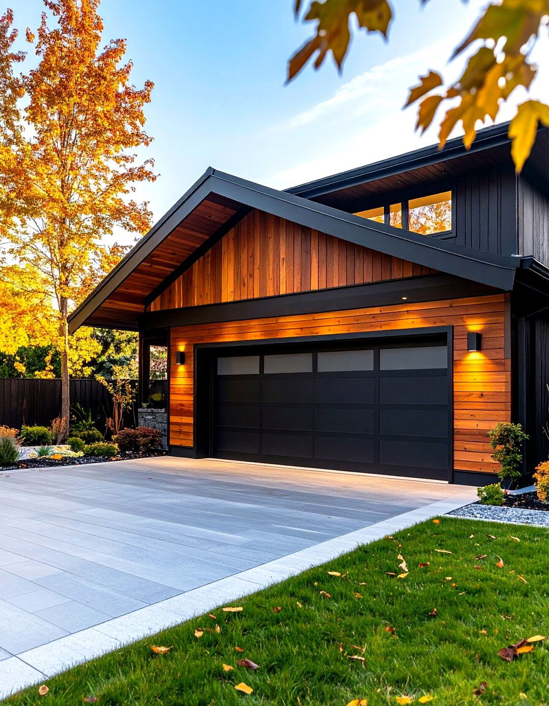 Warm Wood Accents Elevate a Black Garage - 25 black garage ideas