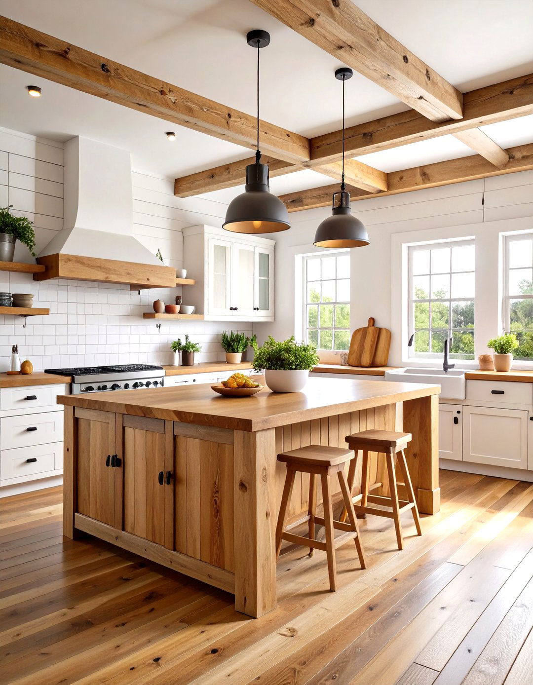 Warm Wood Accents Like Butcher Block and Beams - 25 cozy kitchen ideas