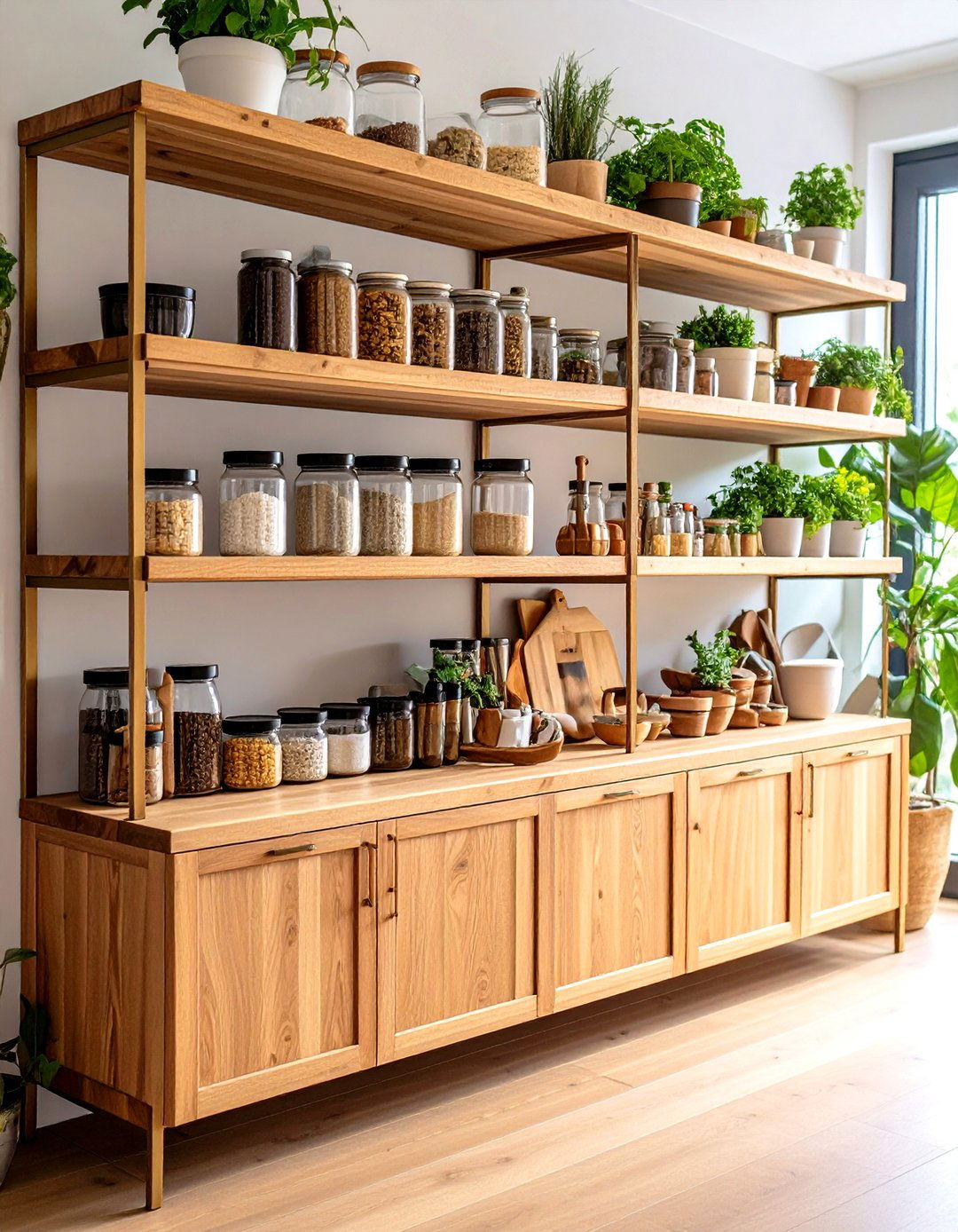 Warm Wood Floating Shelves Deliver Display Case Charm - 25 pantry shelving ideas
