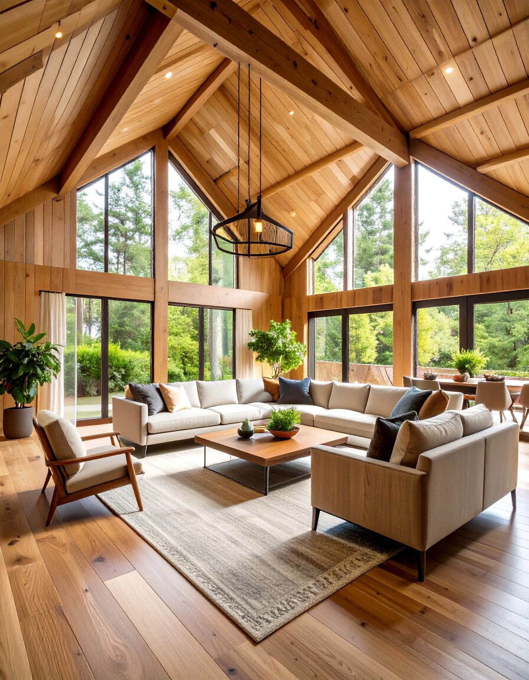 Warm Wood Paneling To Add Texture - 25 open concept vaulted ceiling living room ideas