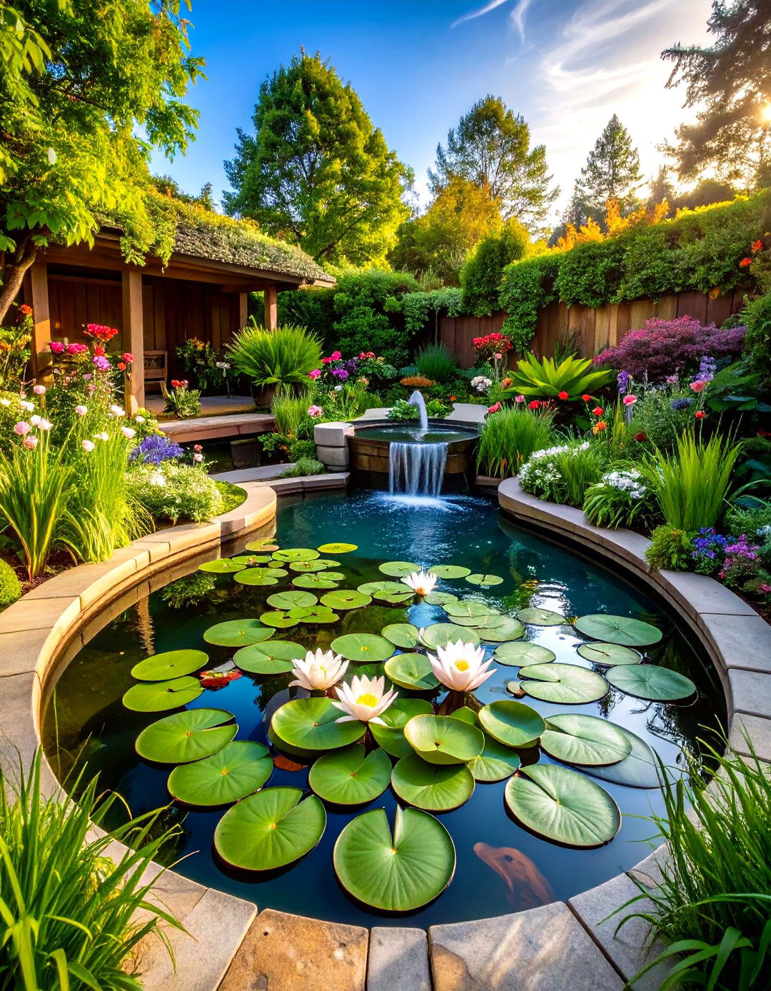 Water Lily Showcase Pond - 25 backyard pond ideas