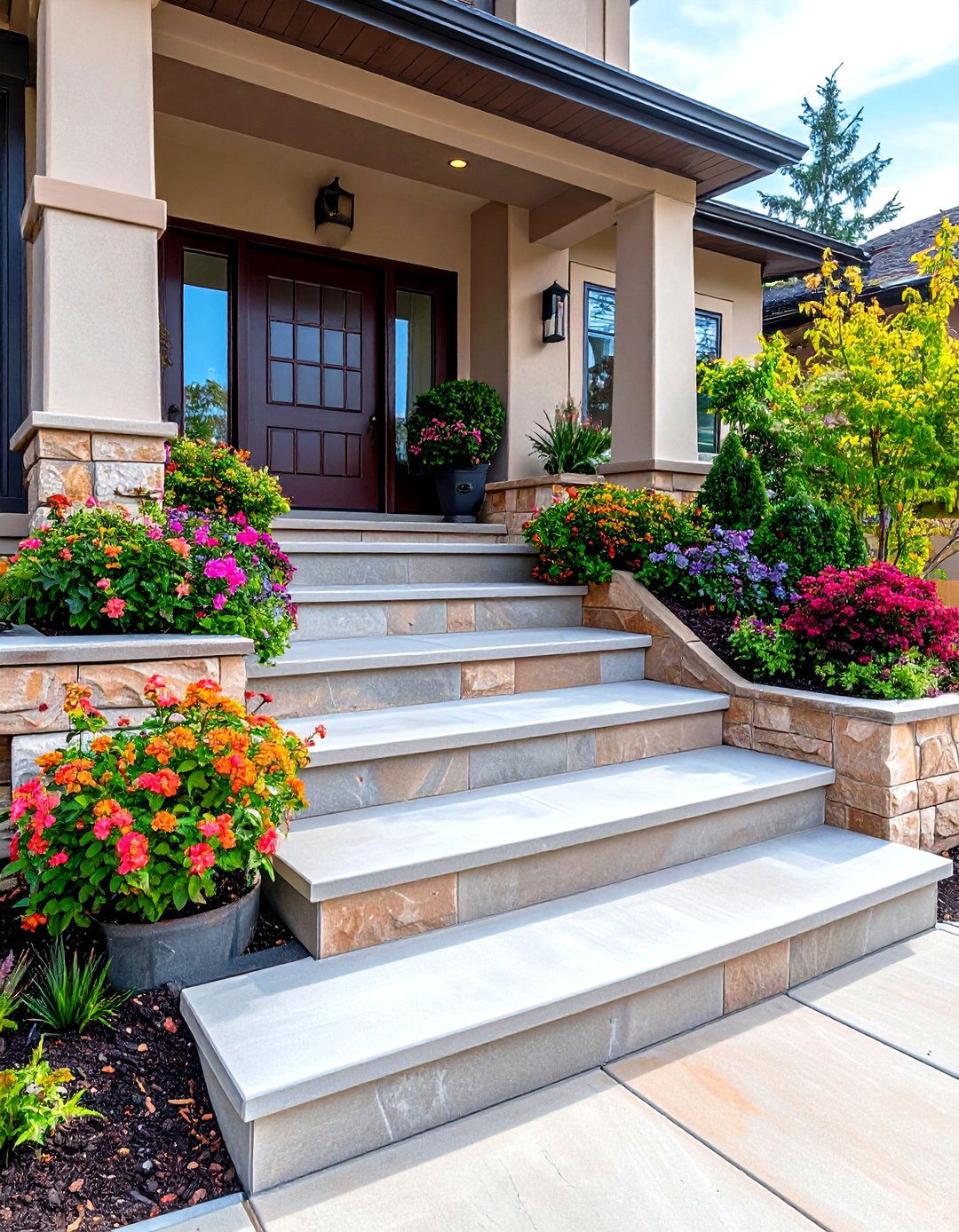 Waterfall Edge Front Steps - 25 front step ideas