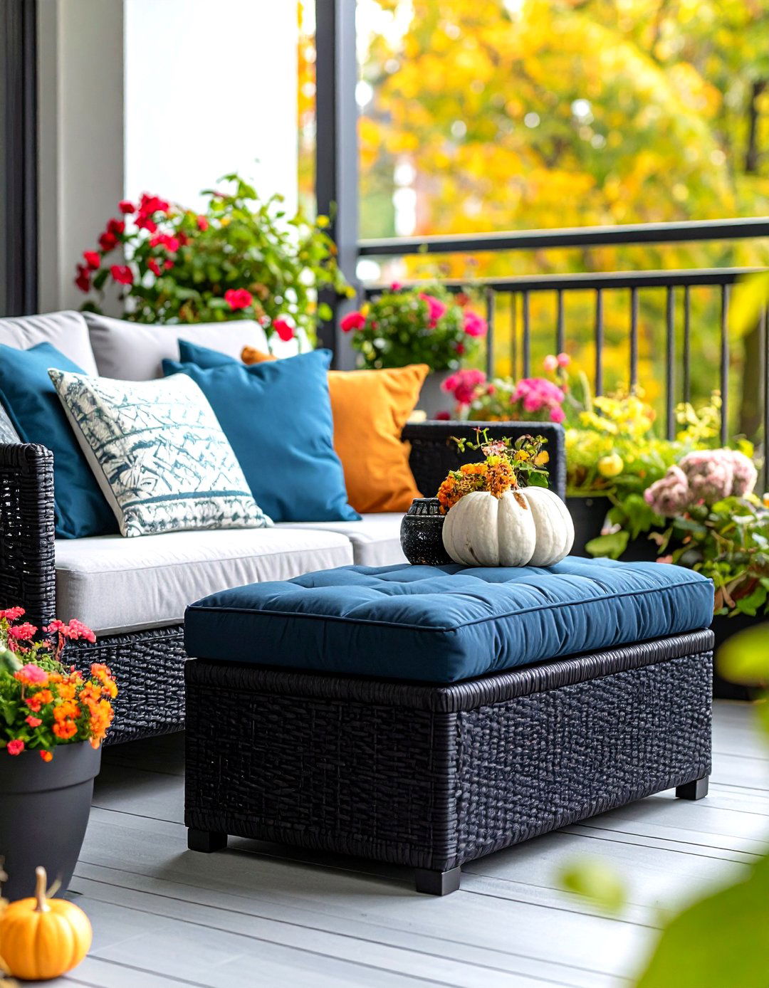 Waterproof Ottoman Outdoor Storage for Small Balconies - 25 outdoor storage ideas