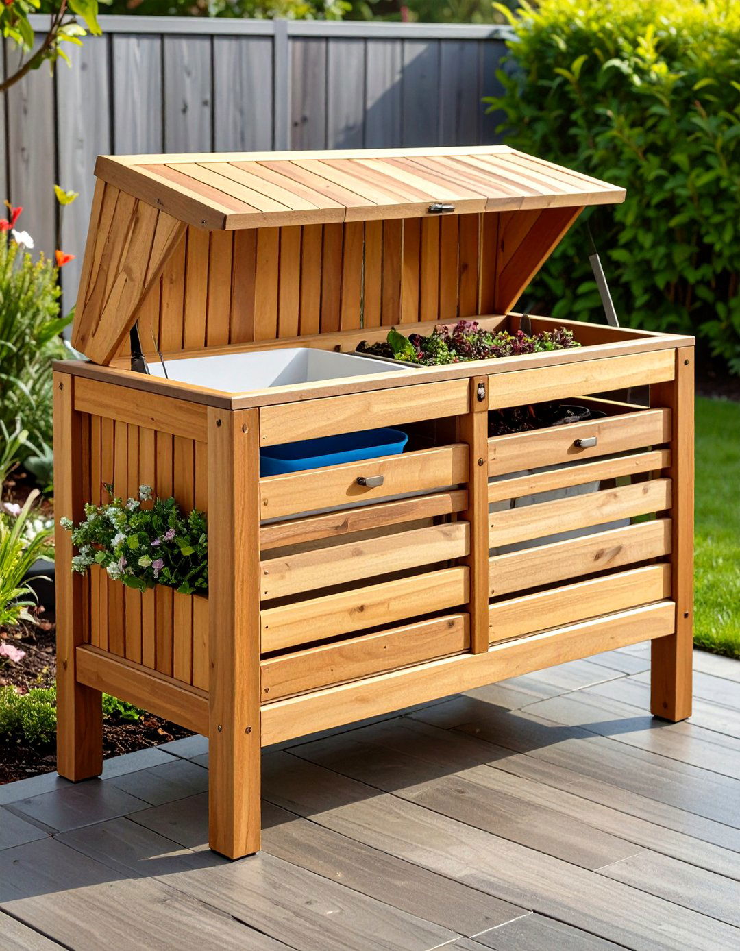 Weather Proof Bench Outdoor Storage Seating - 25 outdoor storage ideas
