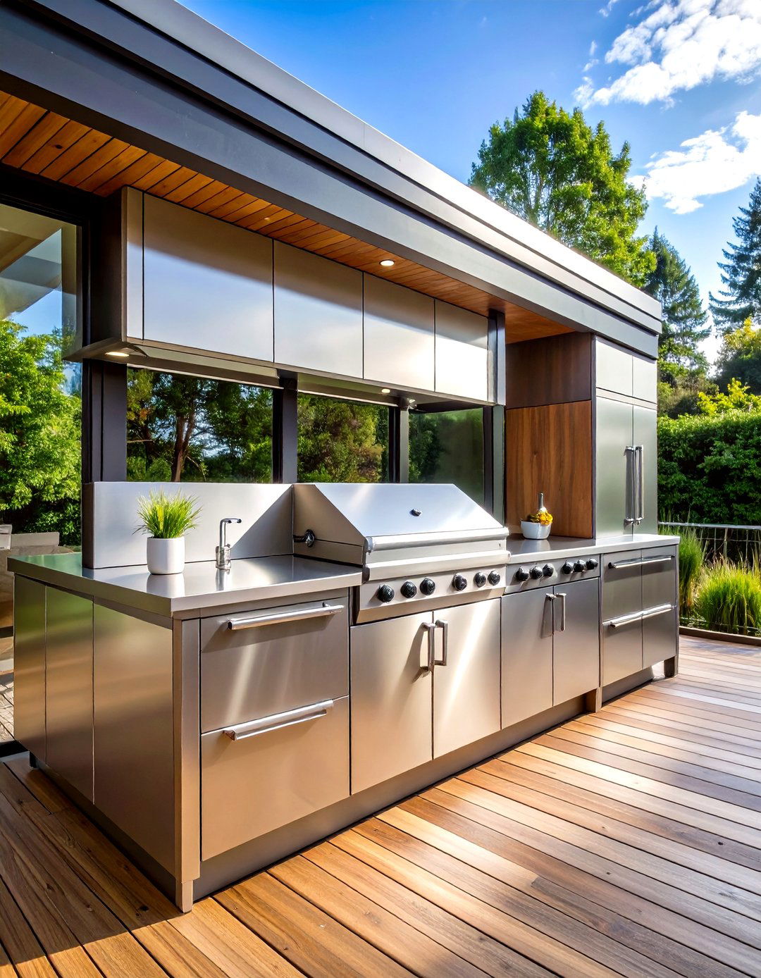 Weather Proof Stainless Steel Cabinetry for Year Round Use - 25 outdoor kitchen on deck