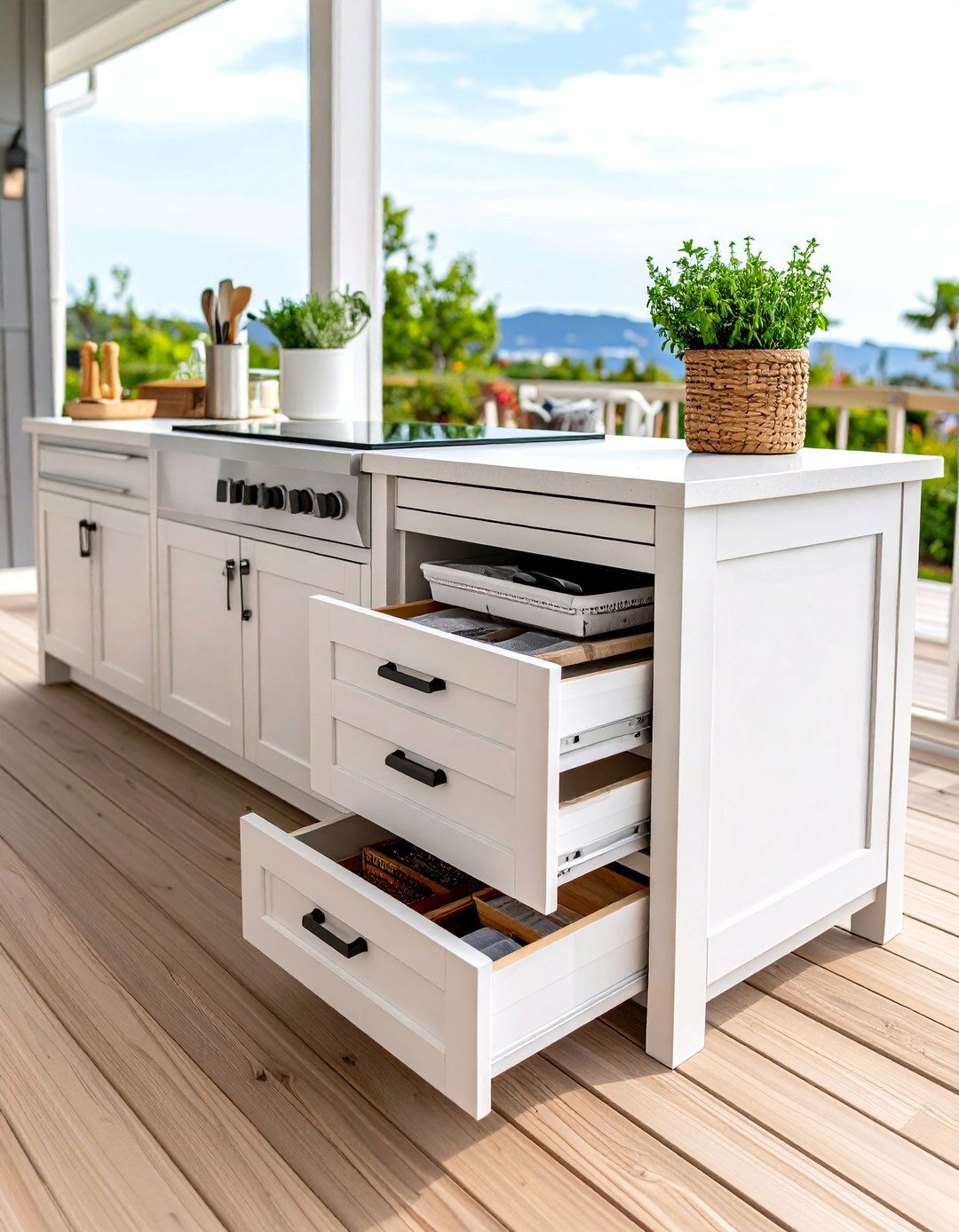 Weather Tight Storage Drawers Prevent Clutter - 25 outdoor kitchen on deck