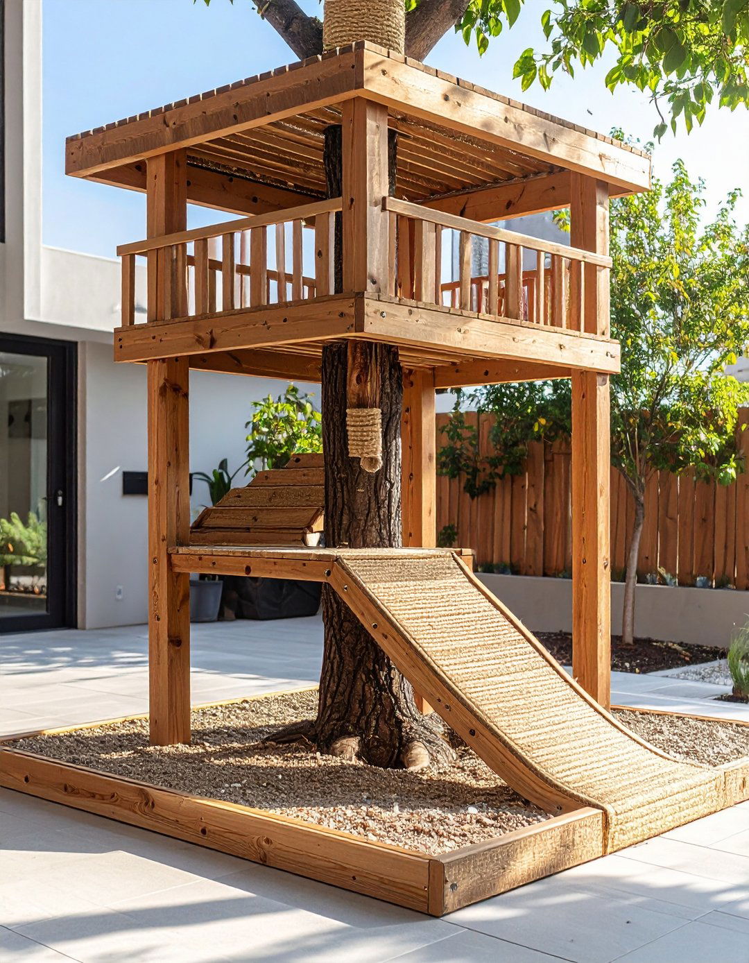 Weatherproof Scratching Ramp Tree - 25 outdoor cat tree ideas