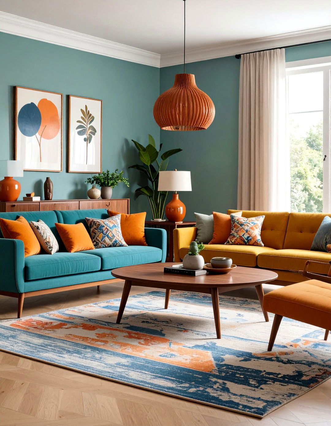 Weave in Vintage Touches - 25 orange and blue living room ideas