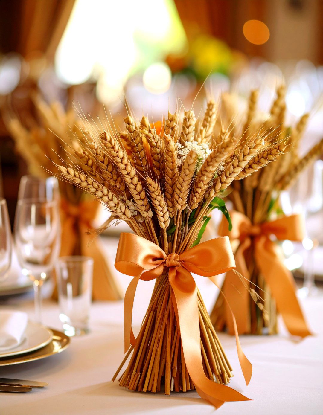 Wheat Sheaf Rustic Centerpiece - 25 non-floral wedding centerpiece ideas