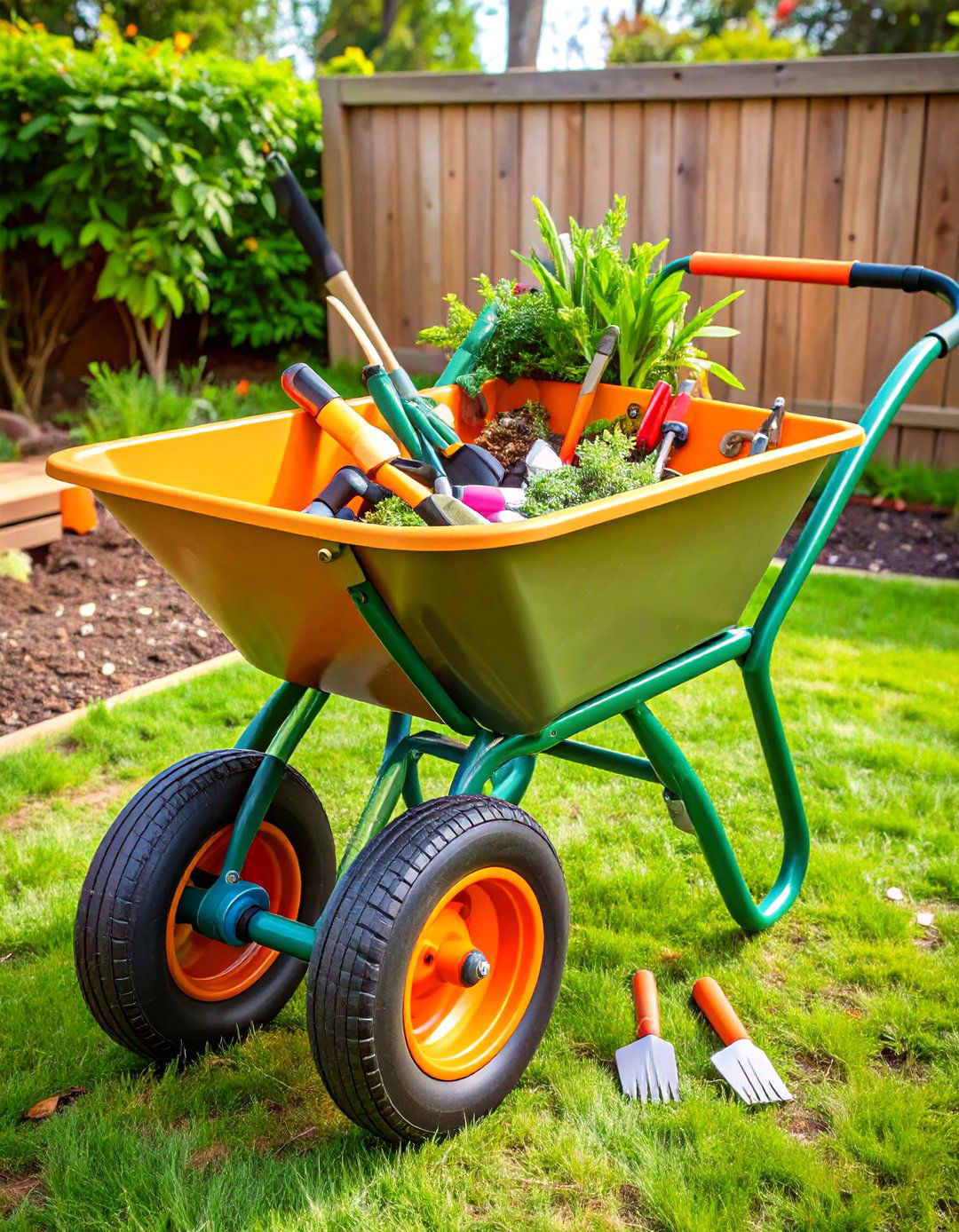 Wheelbarrow Tool Cart and Garden Caddy - 25 old wheelbarrow ideas