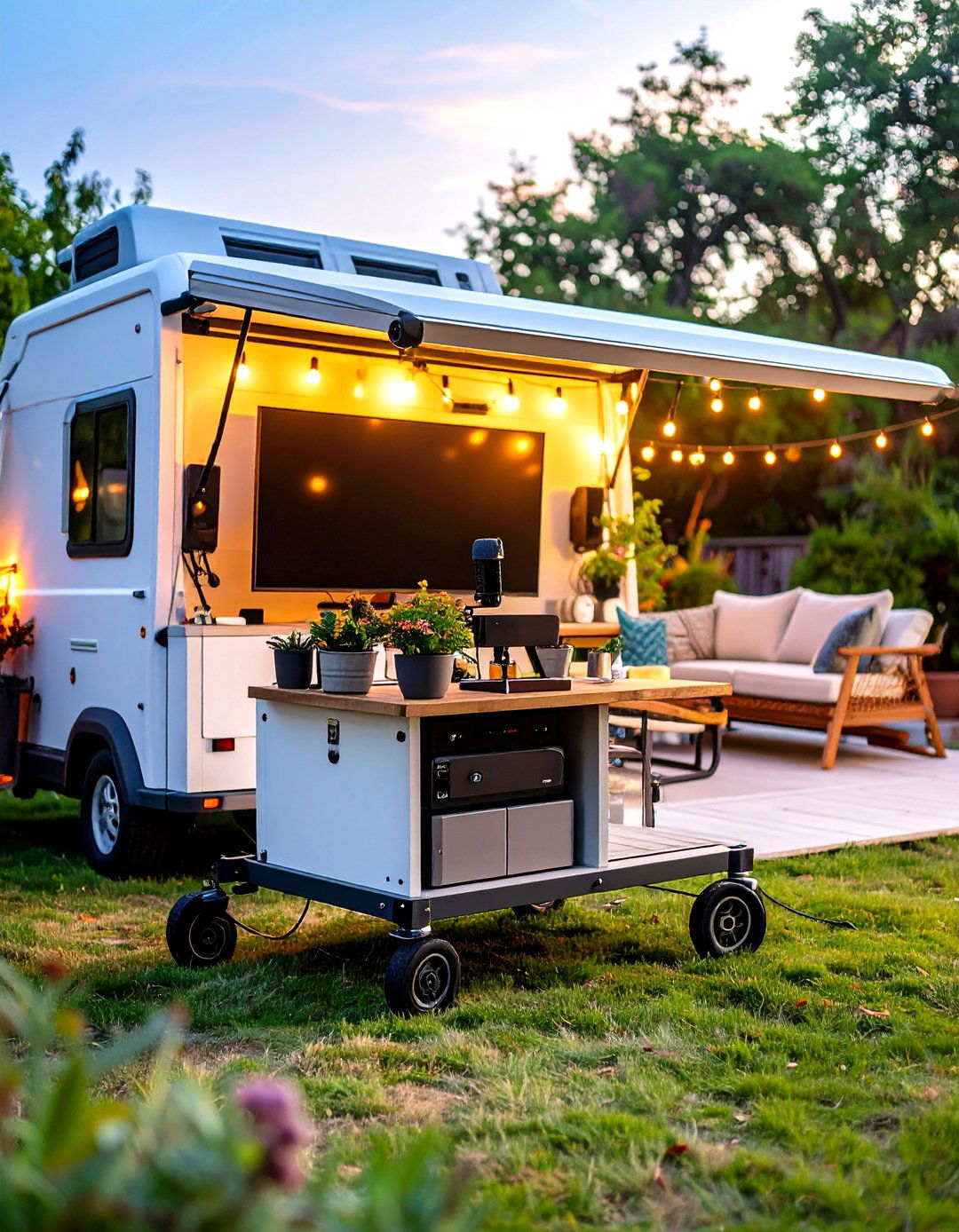 Wheeled AV Cart for Tailgate Style Flexibility - 25 outdoor tv ideas