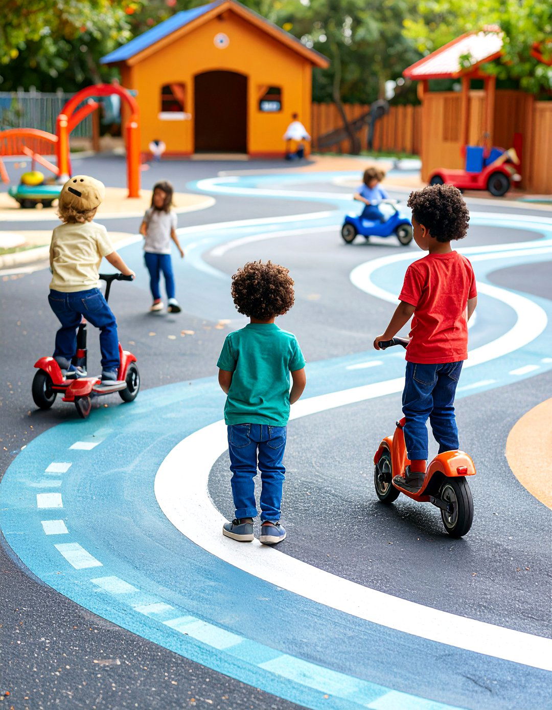 Wheeled Toy Roadway and Garage - 25 eyfs outdoor area ideas