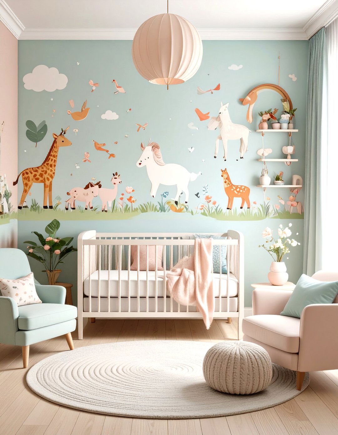 Whimsical Print Wallpaper Accent Wall - 25 nursery accent wall ideas