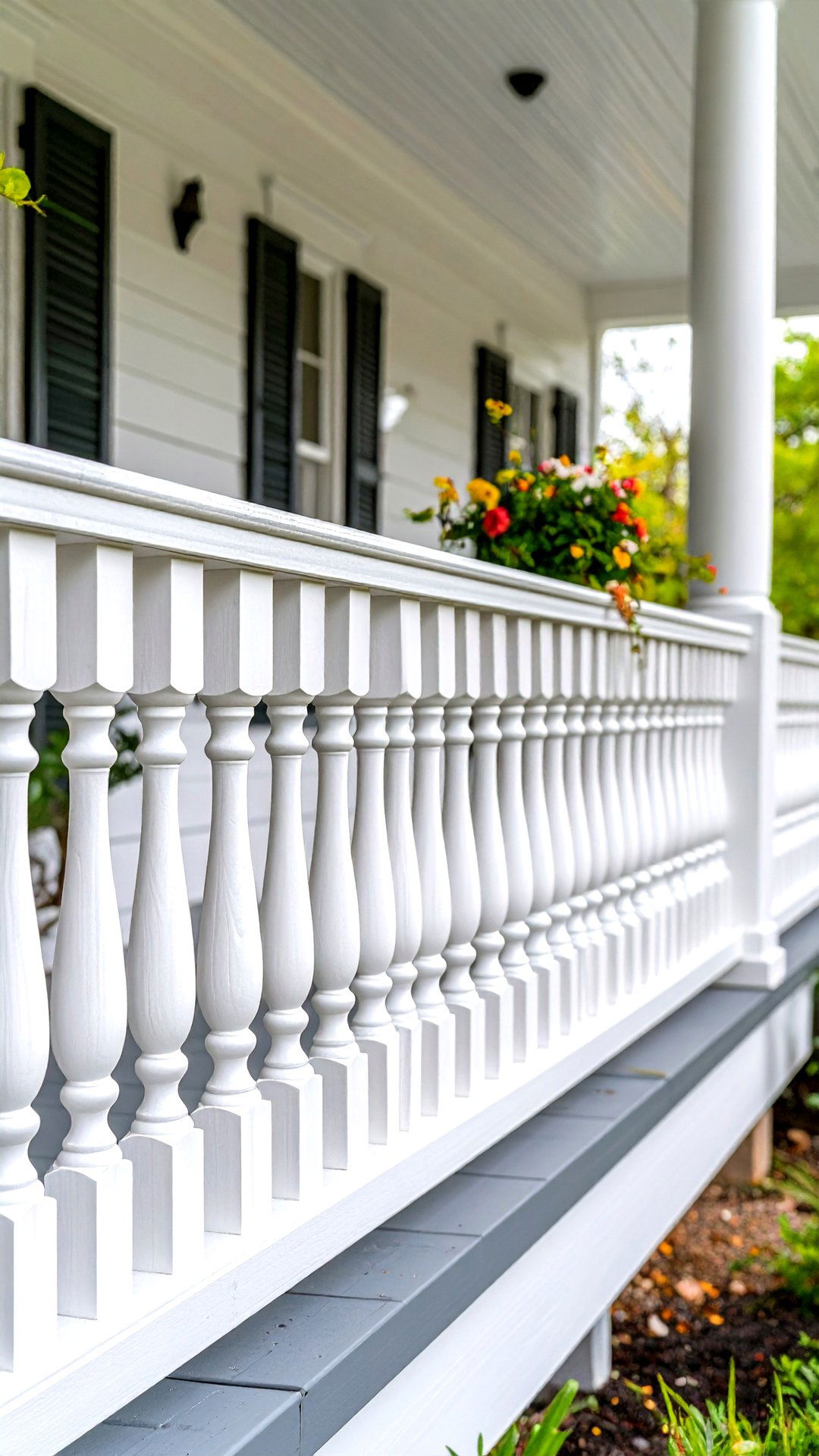 White Balustrade Rails Define the Edge Gracefully - 25 colonial front porch ideas