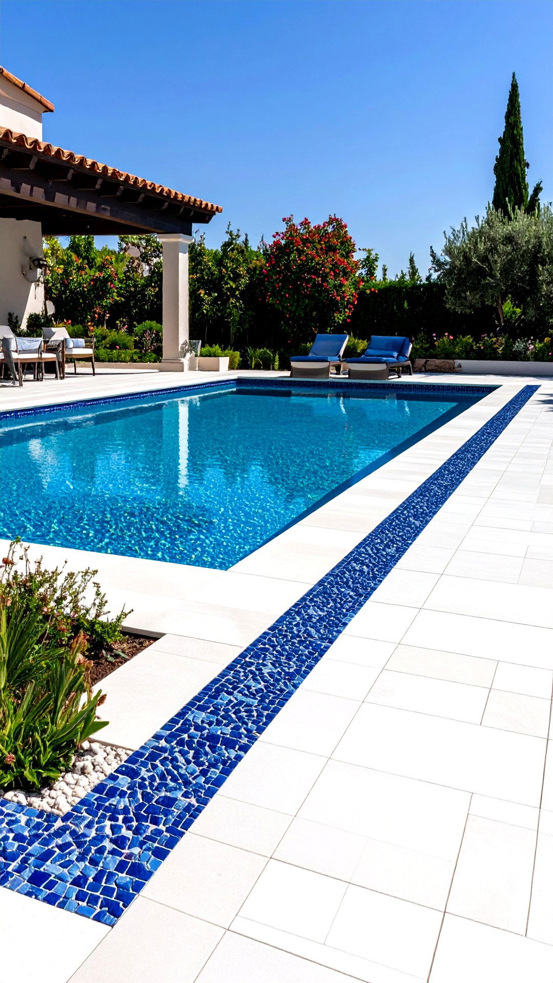 White Porcelain Paver Mediterranean Walkway - 25 above ground pool walkway ideas