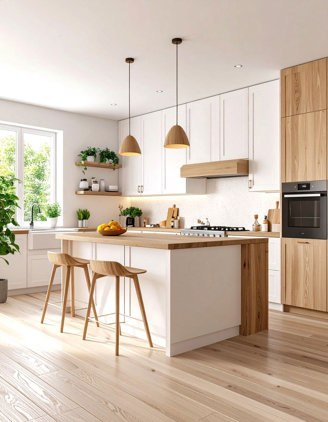 White and Wood Palette Warms a Minimalist Galley Kitchen - 25 galley kitchen ideas