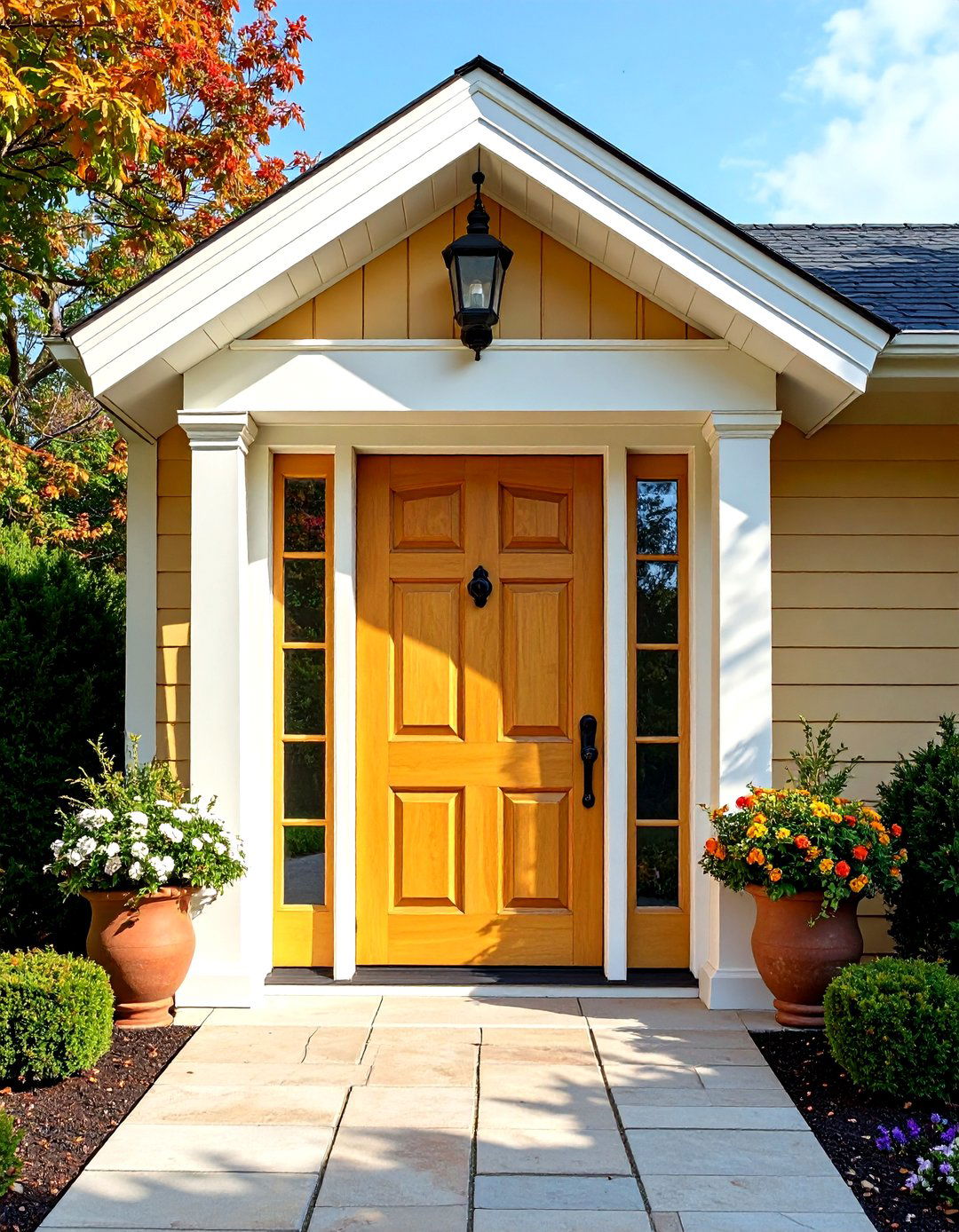 Wide Header Crown Moulding as Architectural Cap - 25 exterior door trim ideas