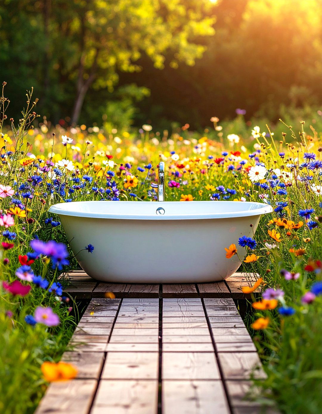 Wildflower Meadow Immersion Tub - 25 outdoor bathtub ideas