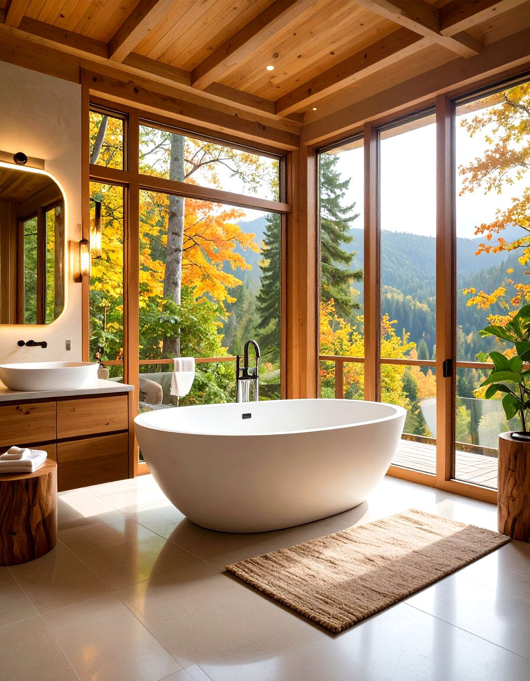 Wildlife View Picture Window Bath - 25 outdoor bathroom ideas