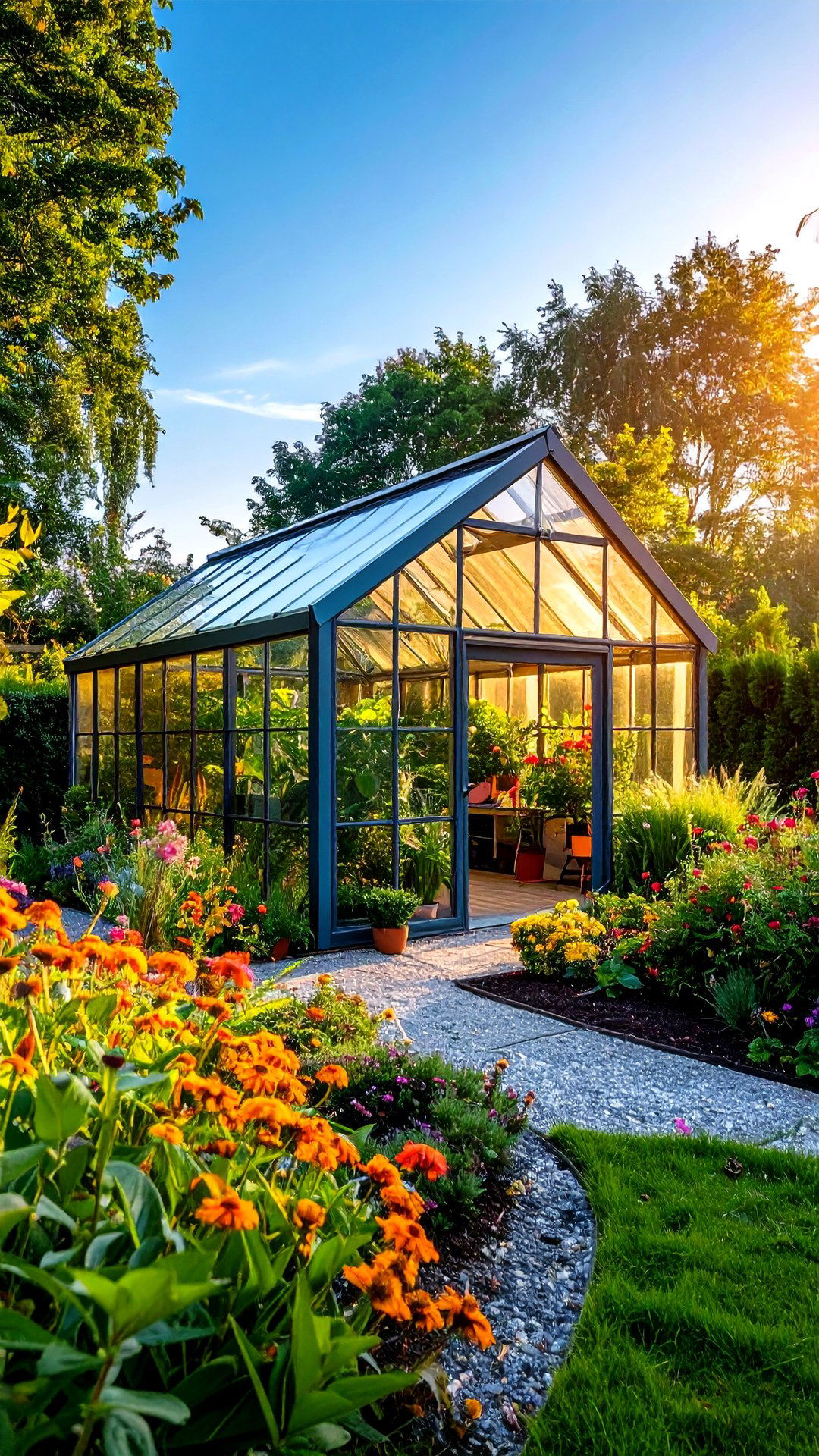 Windbreak Sheltered Corner Greenhouse for Exposed Yards - 25 corner greenhouse ideas