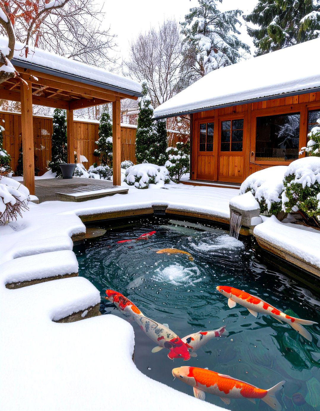 Winter Resilient Pond With De Icer - 25 koi pond ideas