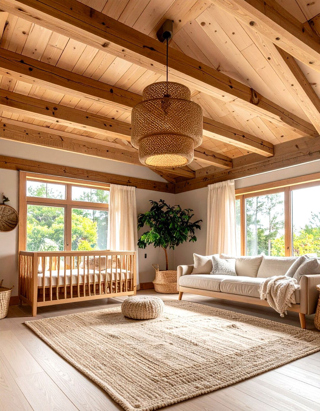Wood Clad Statement Ceiling - 25 neutral nursery ideas