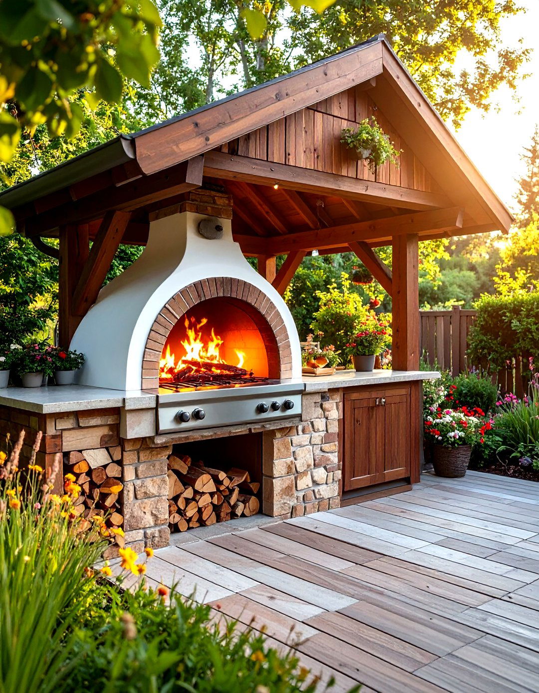 Wood Fired Pizza Oven Nook for Artisan Nights - 25 outdoor kitchen on deck