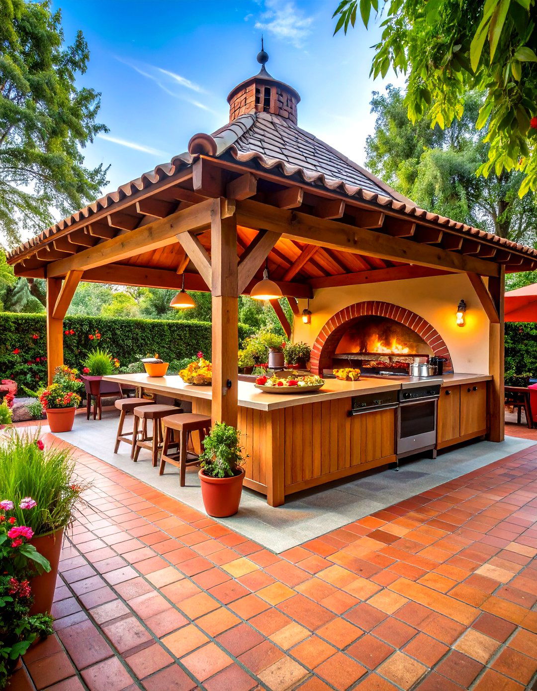 Wood Fired Pizza Pavilion for Culinary Theater - 25 outdoor pavilion ideas