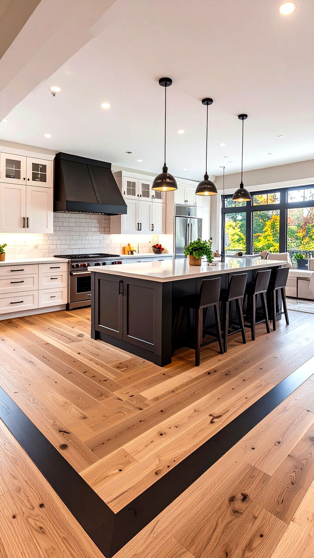 Wood Inset Border Play - 25 black floor kitchen ideas
