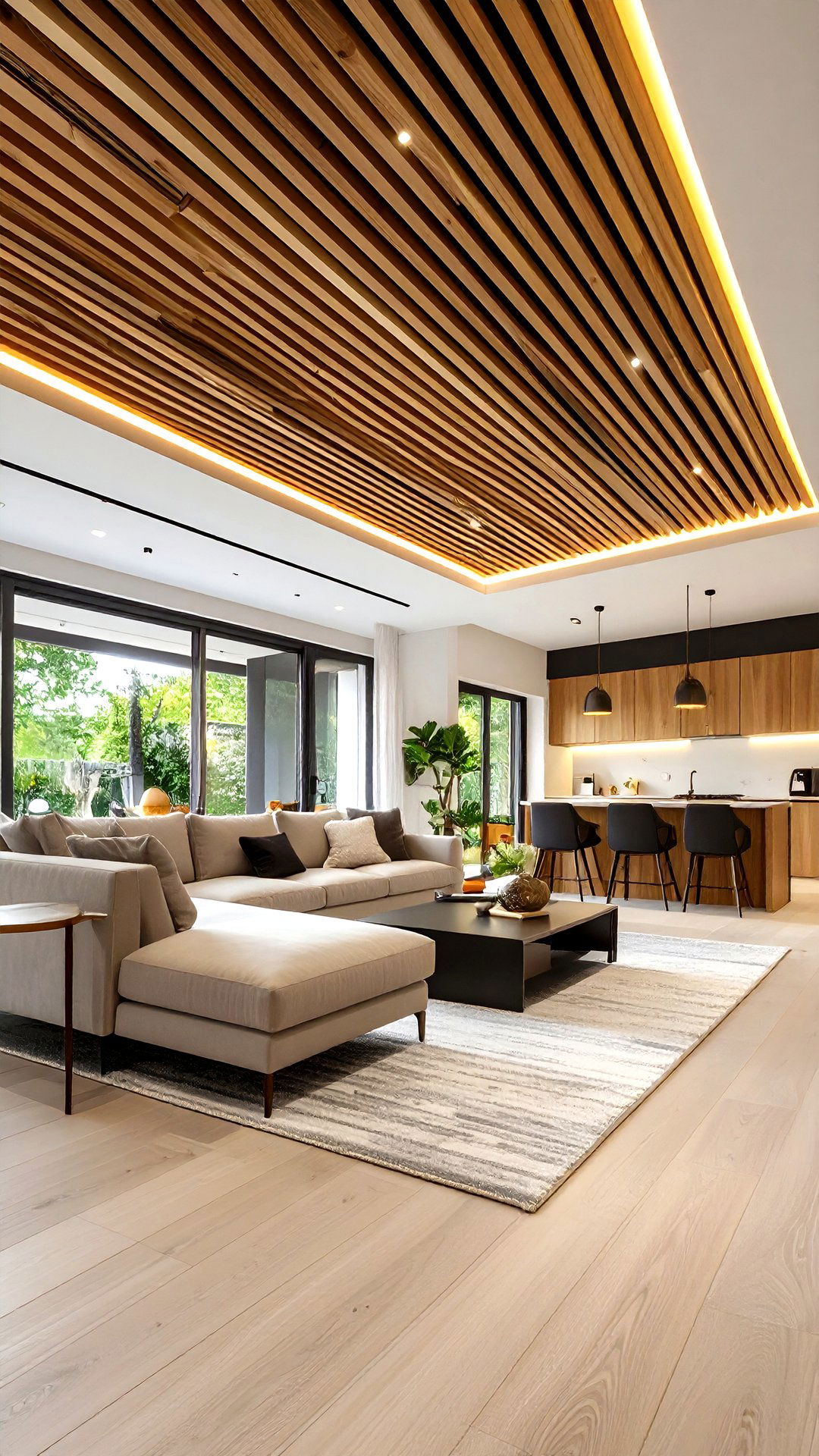 Wood Slat Accent Ceiling for Modern Warmth - 25 accent ceiling ideas