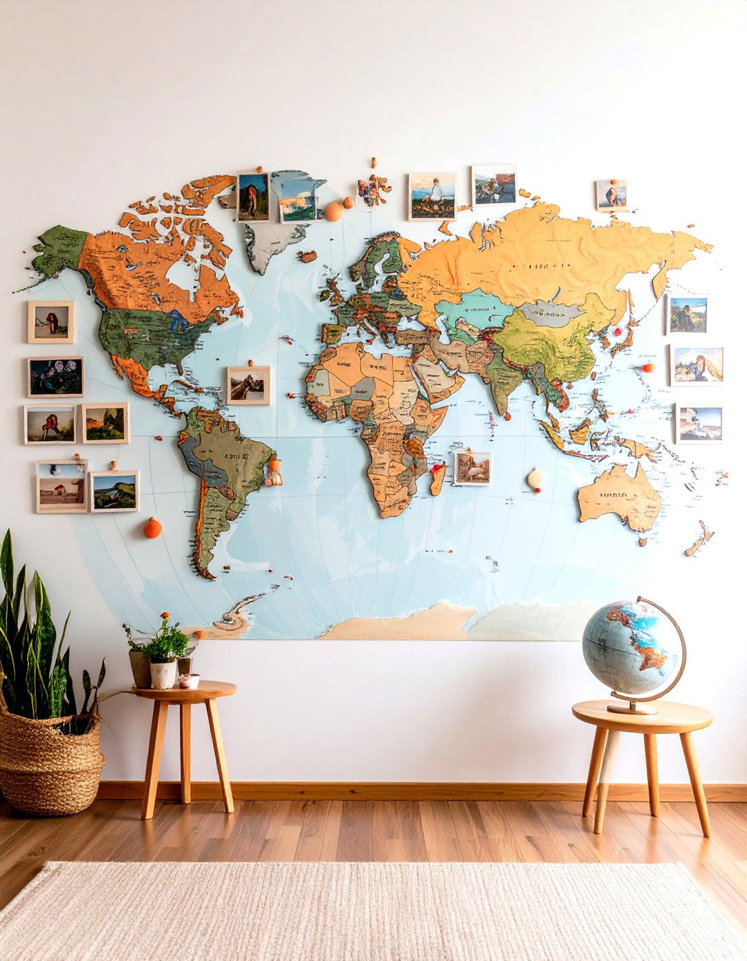 World Map Travel Family Picture Wall - 25 family picture wall ideas
