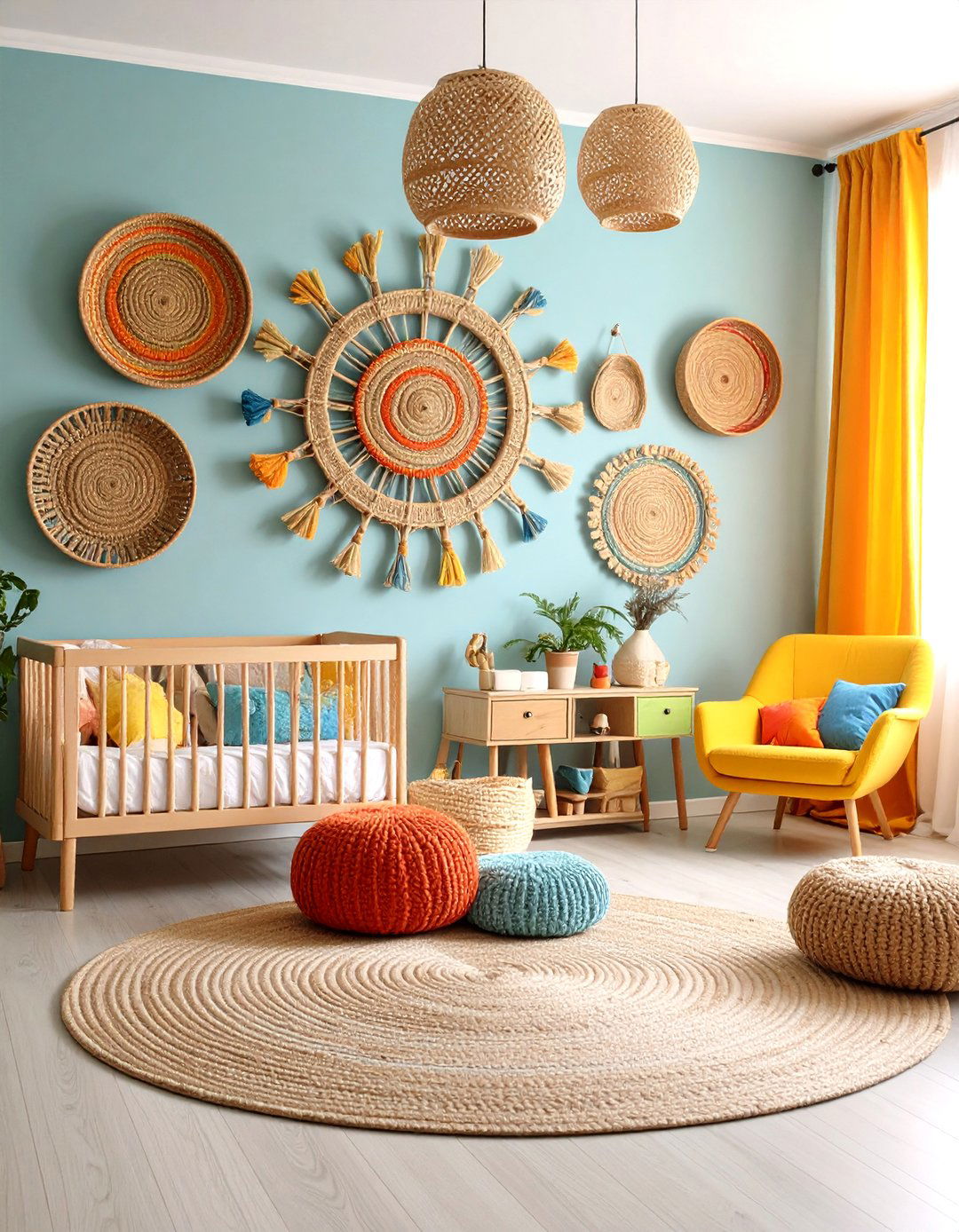 Woven Basket Wall for Texture and Storage - 25 nursery wall decor ideas
