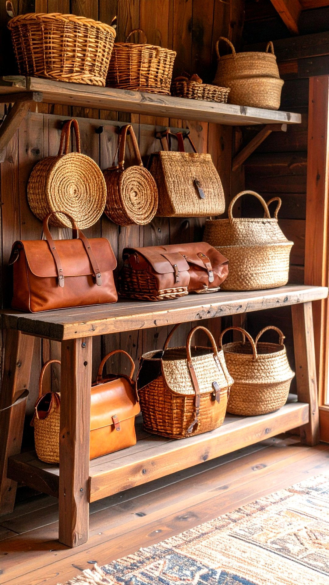 Woven Baskets Keep Cabin Clutter Tidy - 25 cabin decor ideas