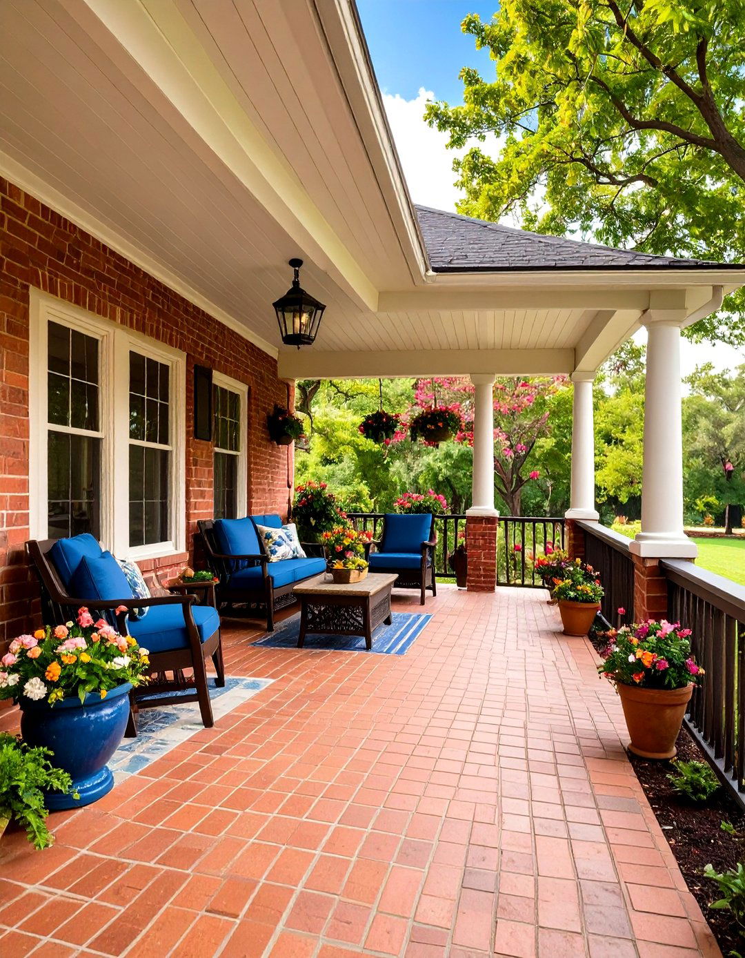 Wrap Around Brick Porch for Extra Seating - 25 brick porch ideas