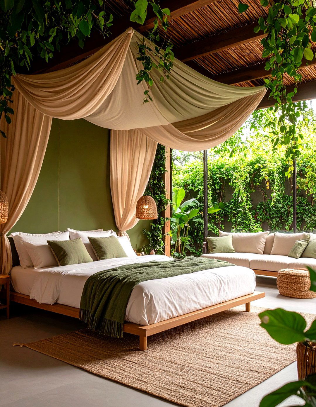 Wrap Over Ceiling Canopy - 25 olive green accent wall ideas