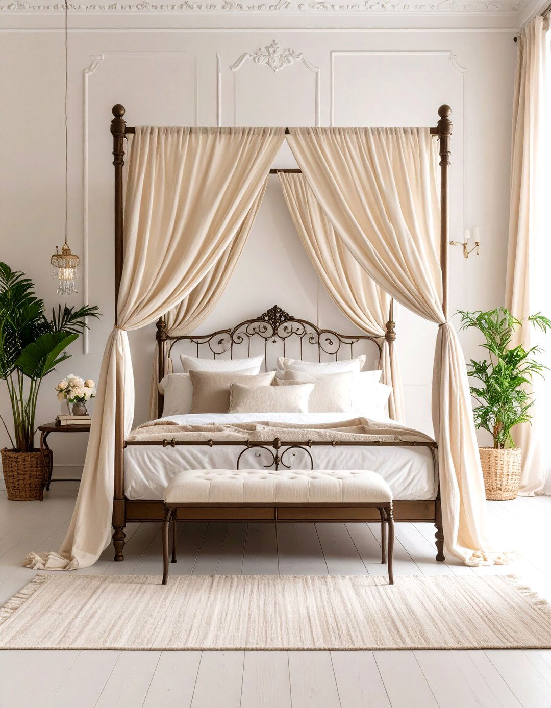 Wrought Iron Canopy or Lit a la Polonaise - 25 parisian themed bedroom ideas