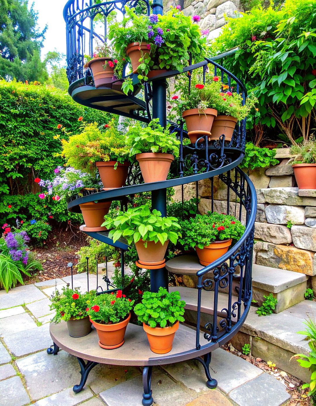 Wrought Iron Spiral Plant Stand - 25 outdoor plant stand ideas
