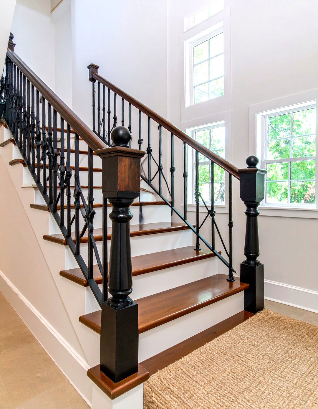 X Pattern Wrought Iron Stair Railing - 25 farmhouse rustic stair railing ideas