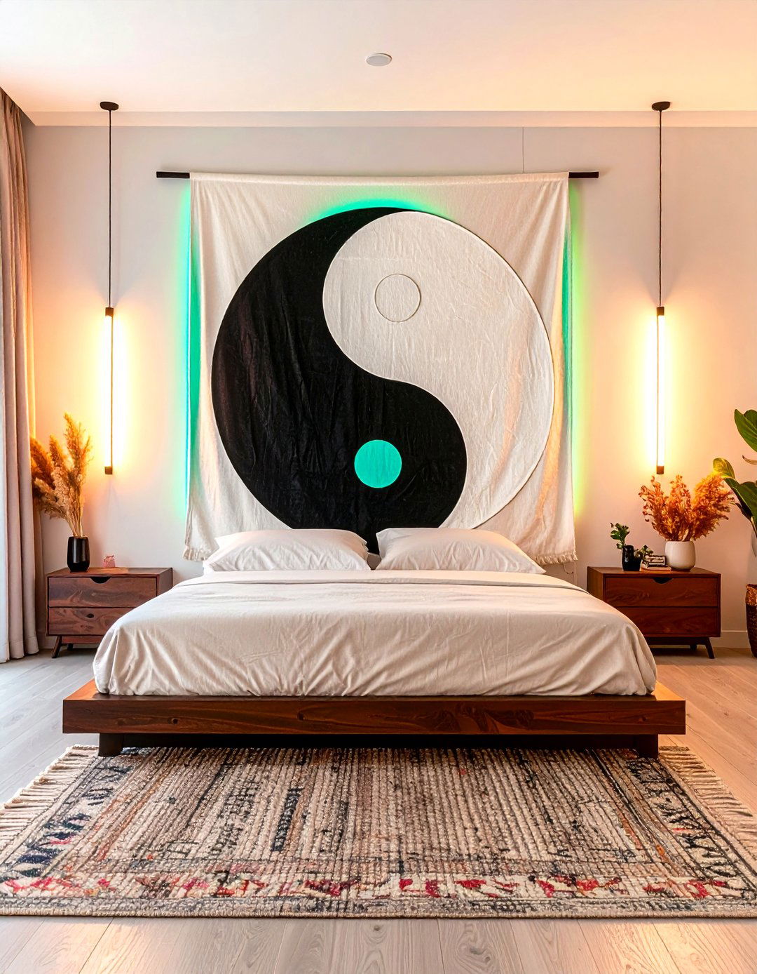 Yin Yang Wall Tapestry Centerpiece in a s Bedroom - 25 90s bedroom decor ideas