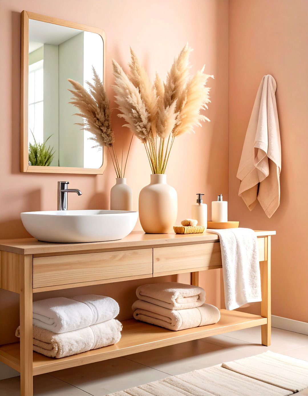 Zen Bathroom Niche with Mini Pampas Bundle - 25 pampas grass decor ideas