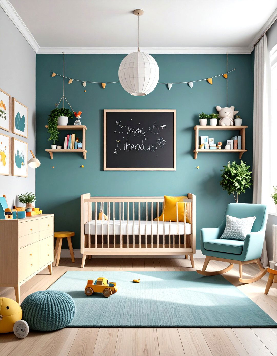 Zero VOC Chalkboard Accent Wall for Creative Play - 25 nursery wall decor ideas