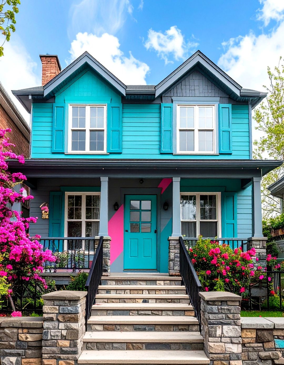 25 Retro 1980s House Exterior Ideas: Bold Colors & Angular Lines
