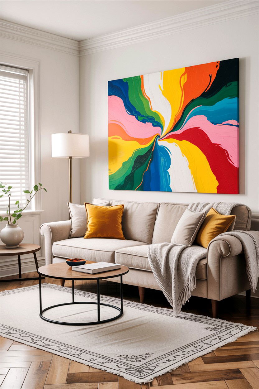 Abstract Art Over Sofa - 30 empty nester living room ideas