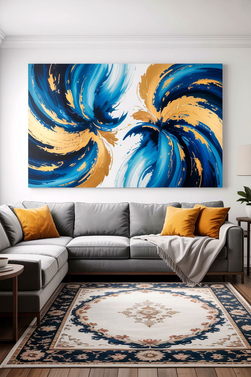 Abstract Canvas Art - 30 living room feature wall ideas