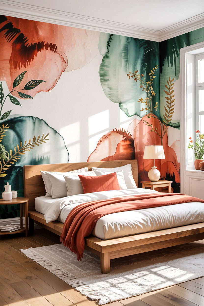 Abstract Mural - 30 bedroom wall ideas